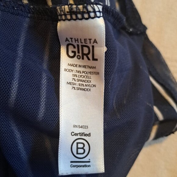 Athleta Girl girls size XL or 14 blue & white striped racer back tank top EUC - Picture 3 of 4